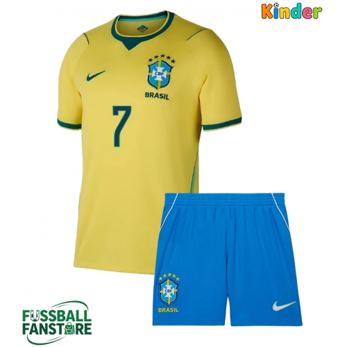 Brasilien Vinicius Junior #7 Replik Heimtrikot Kinder WM 2026 Kurzarm (+ Kurze Hosen)